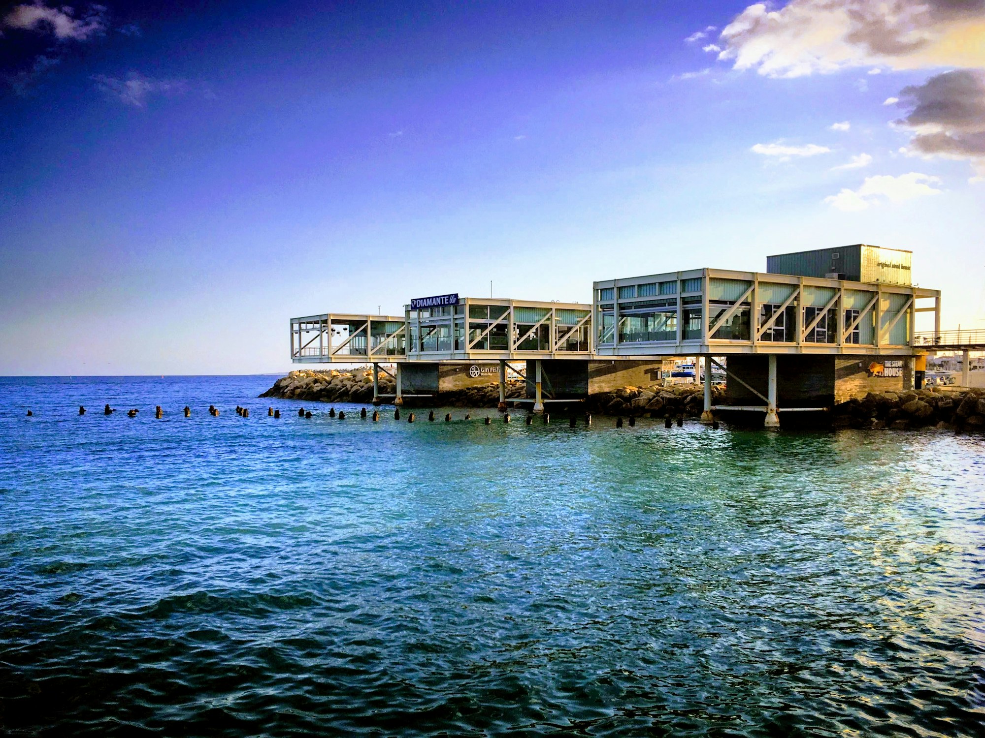 Mediterranean coastline and modern harbour architecture